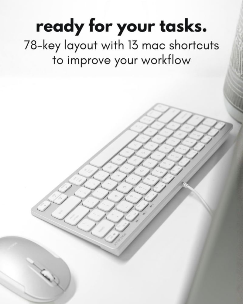 Teclado Macally USB‑C + USB‑A compacto de 78 teclas