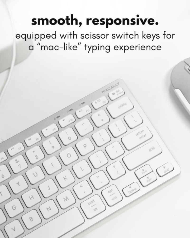 Teclado Macally USB‑C + USB‑A compacto de 78 teclas