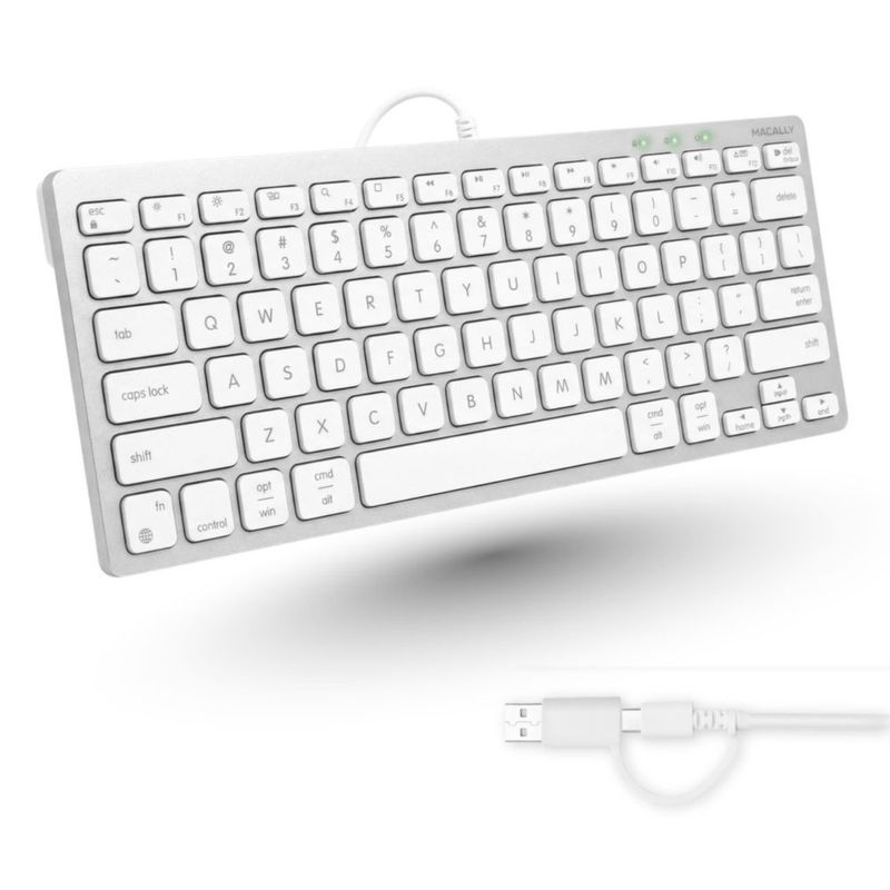Teclado Macally USB‑C + USB‑A compacto de 78 teclas