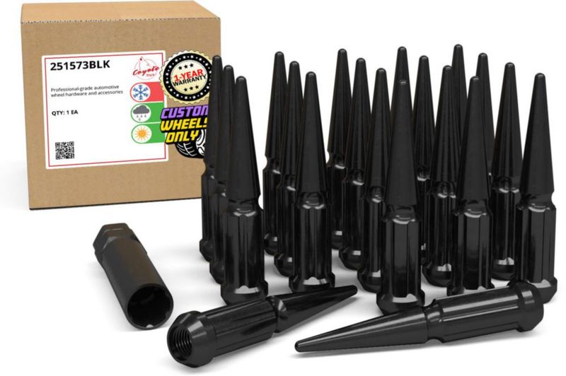 Pack de 20 tuercas de rueda negras M14x2 11 cm – Accesorios para ruedas