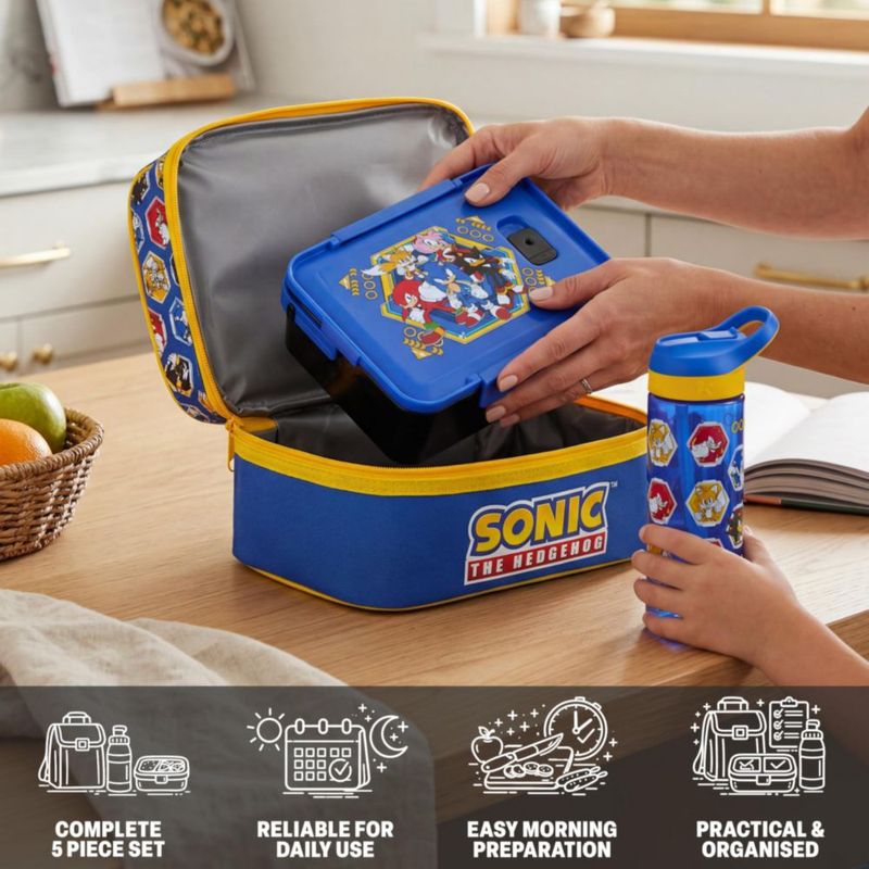 Set de Lonchera Get Trend Sonic 3 piezas con botella de 610 ml azul
