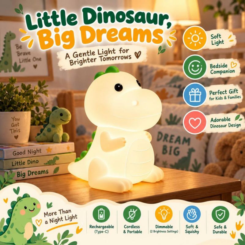 Luz nocturna YunLone Dinosaurio con 7 colores cambiantes