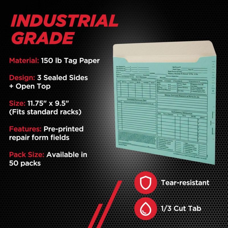 Carpeta de archivo AUTO BODY TOOLMART paquete de 50 unidades Aguamarina