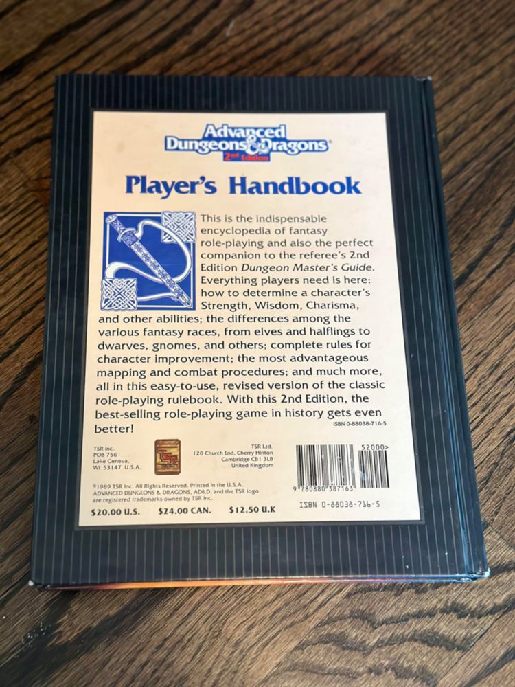 Manual del Jugador de Advanced Dungeons & Dragons 2ª Edición – Wizards of the Coast