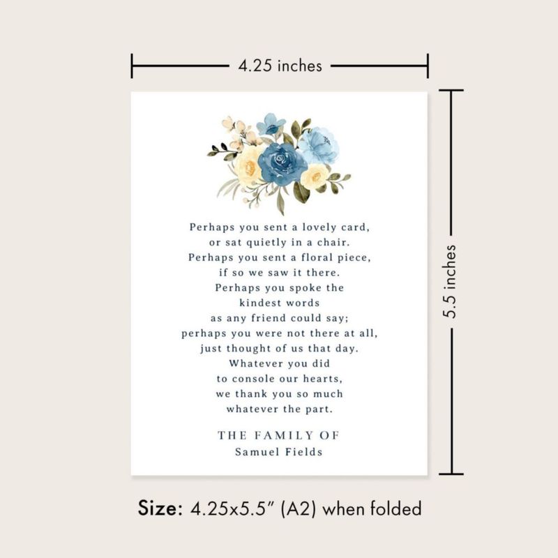 Tarjetas de Condolencia Hello Love Goods con Motivo Floral Azul A2