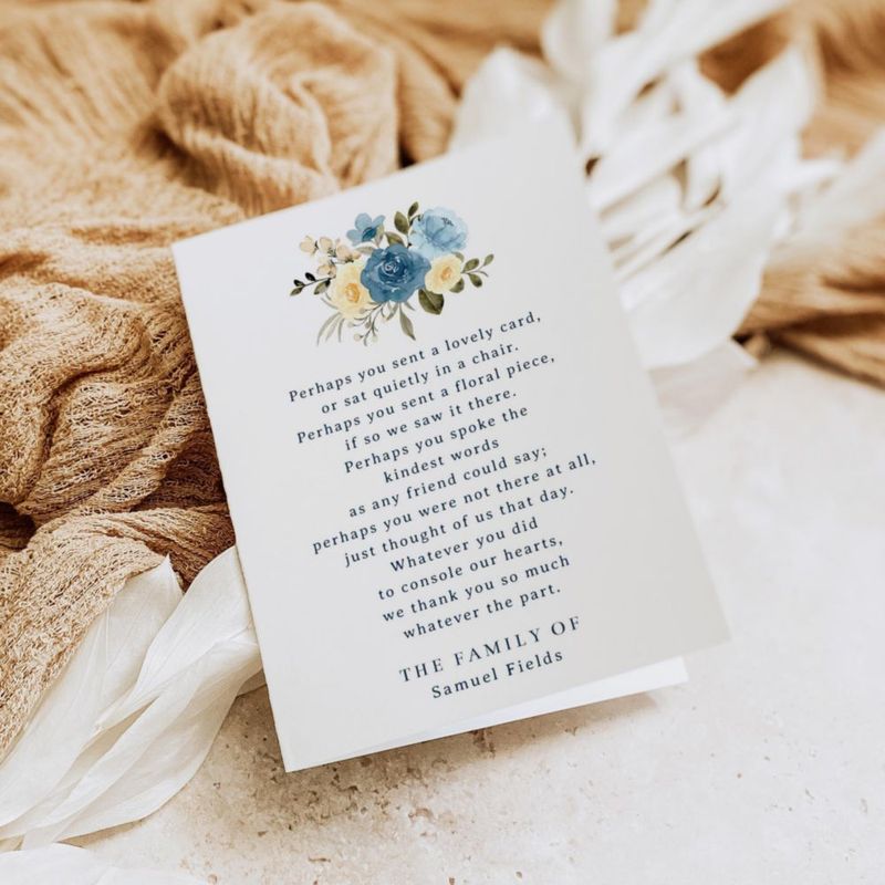 Tarjetas de Condolencia Hello Love Goods con Motivo Floral Azul A2