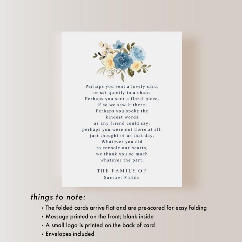 Tarjetas de Condolencia Hello Love Goods con Motivo Floral Azul A2
