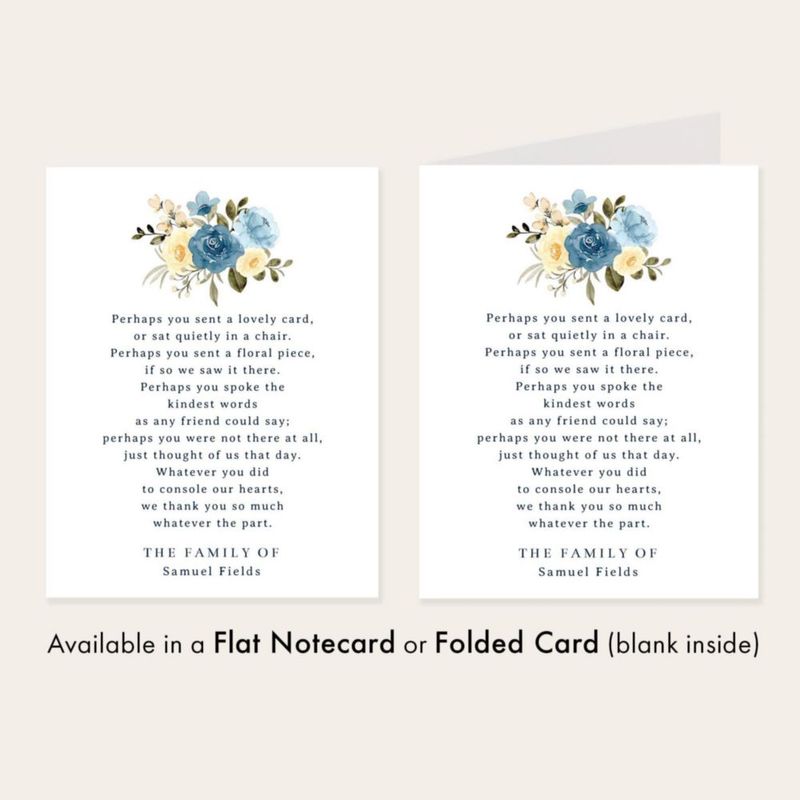 Tarjetas de Condolencia Hello Love Goods con Motivo Floral Azul A2
