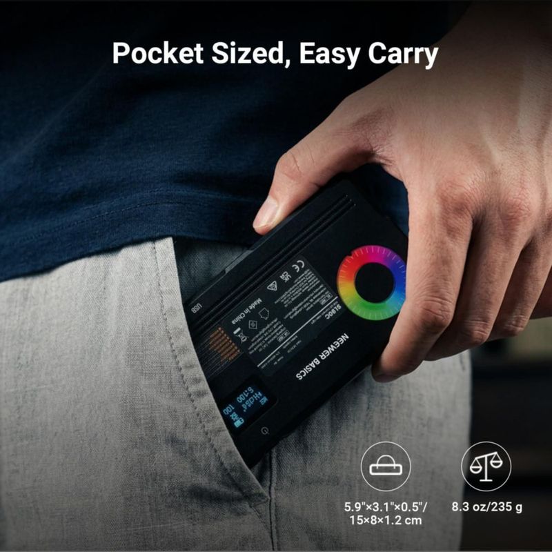 Luz de video NEEWER RGB 9W 2700‑7500K recargable