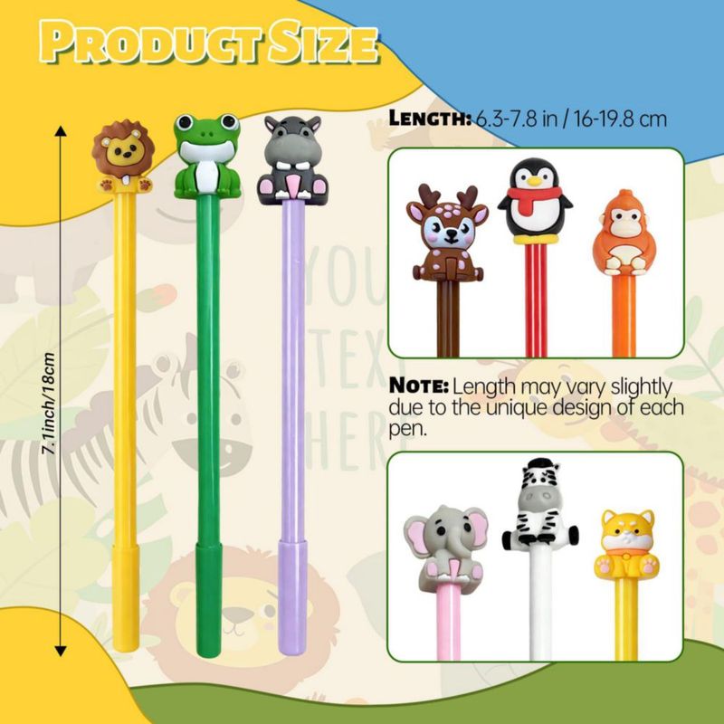 Bolígrafos de gel Zhirlyn 48 unidades con animales kawaii