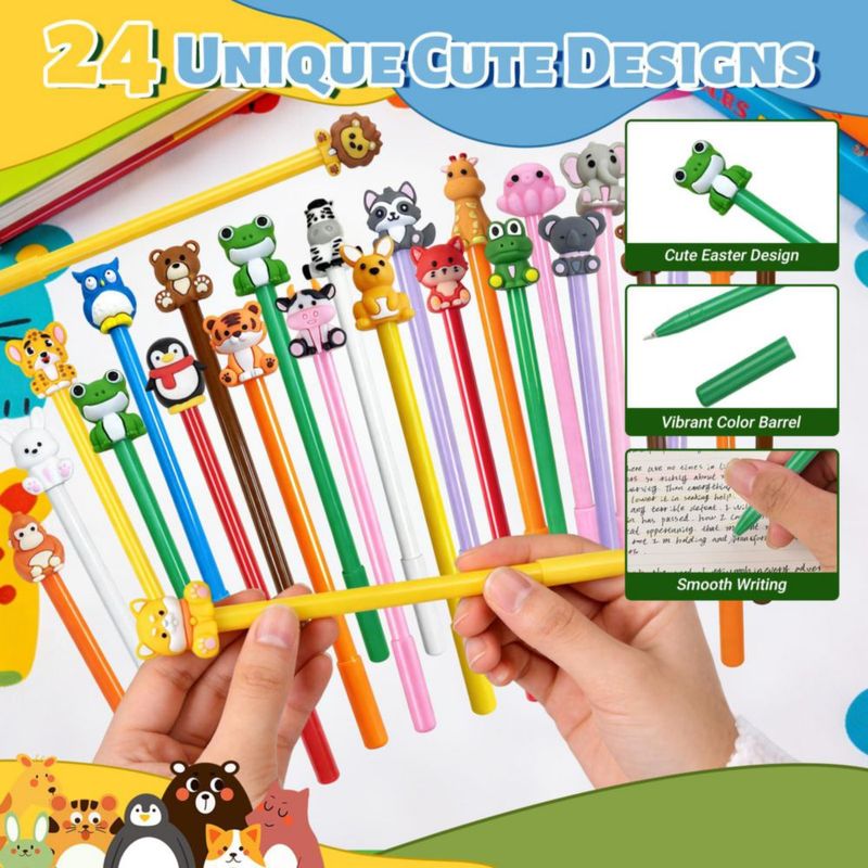 Bolígrafos de gel Zhirlyn 48 unidades con animales kawaii