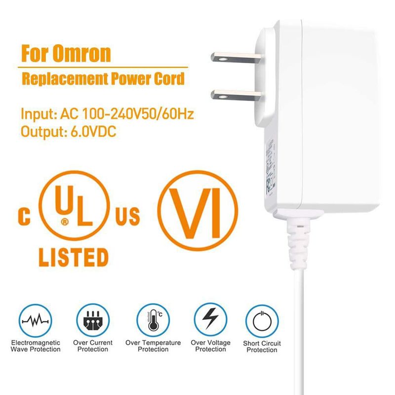 Adaptador de CA PLUSPOE 6V 1A para monitor de presión arterial Omron 100-240V