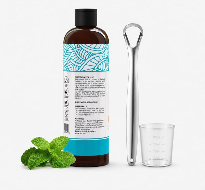 Enjuague bucal Green Cosmos 237 ml de aceite de coco y menta (oil pulling)