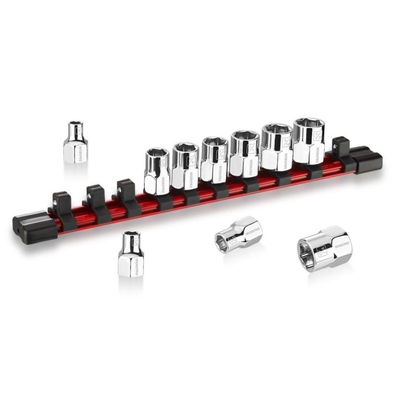 Juego de vasos WORKPRO 3/8" 10 piezas organizador de cromo‑vanadio