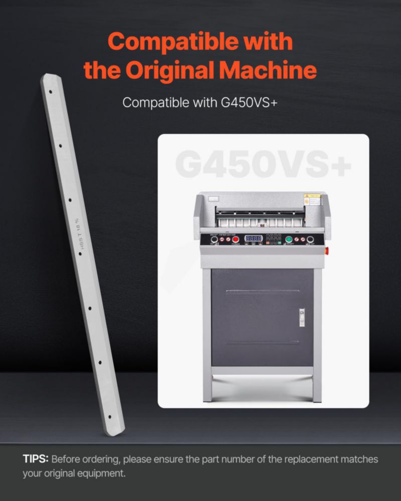 Cuchilla de repuesto VEVOR 503 × 43 × 6 mm de acero para cortadora eléctrica de papel G450VS+