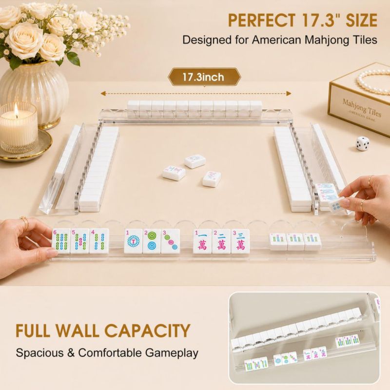 Soportes de Mahjong Laxciory 4 unidades de acrílico con empujadores magnéticos