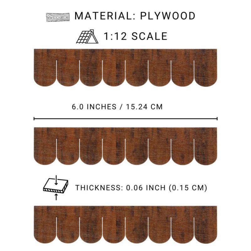 Tejas de techo miniatura REDUCIO! de madera 15 cm – 25 tiras para casa de muñecas