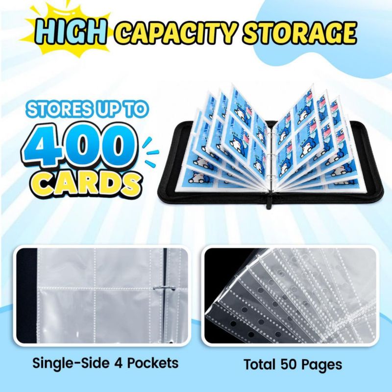 Carpeta para cartas KEMINO 4 bolsillos 400 cartas con cremallera