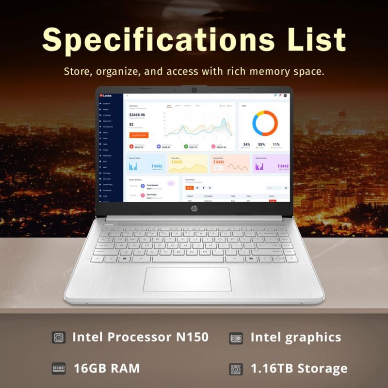 Portátil HP Stream 14" N150 16 GB RAM 116 TB SSD Windows 11 Plata