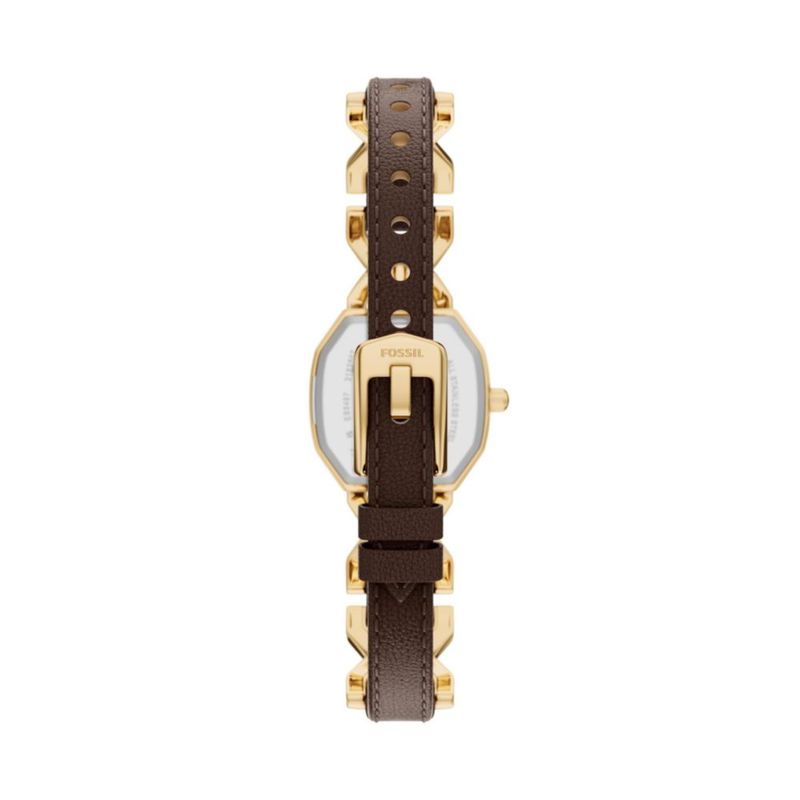Reloj Fossil Harlow Cuero y Oro 22 mm Tres Agujas