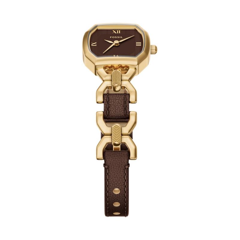 Reloj Fossil Harlow Cuero y Oro 22 mm Tres Agujas