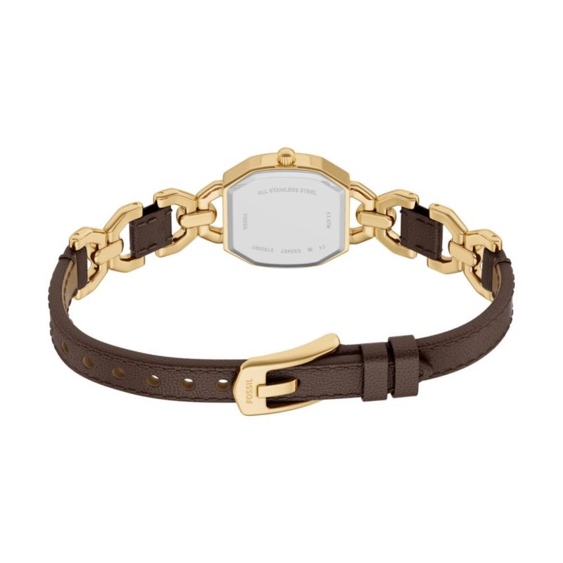 Reloj Fossil Harlow Cuero y Oro 22 mm Tres Agujas