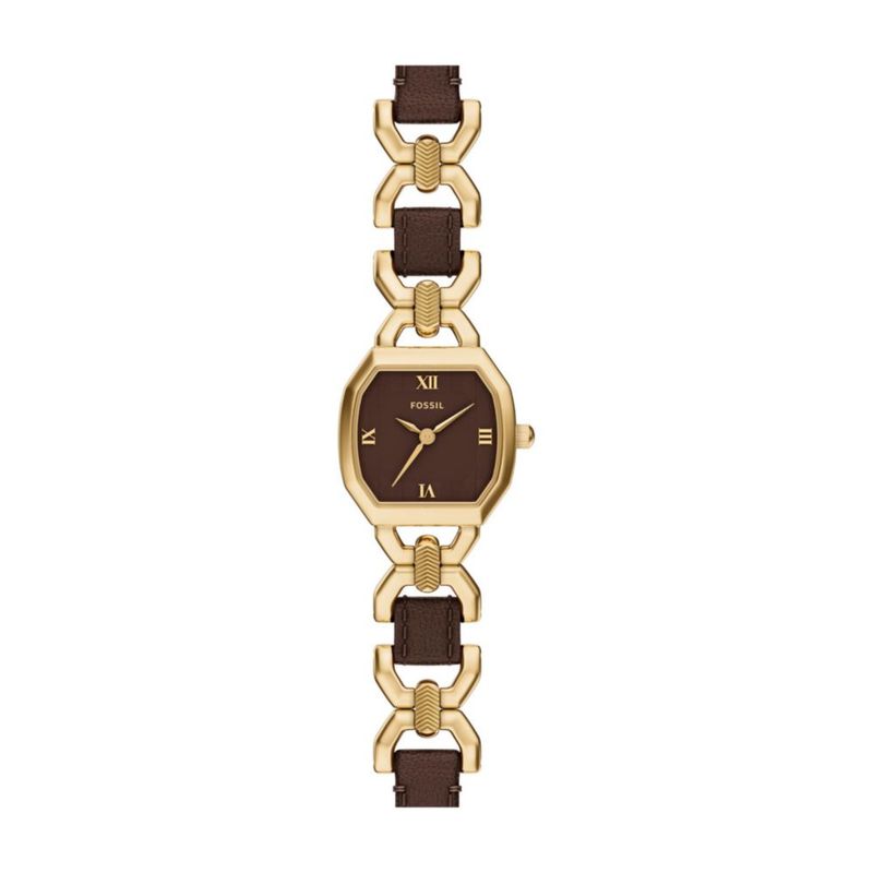 Reloj Fossil Harlow Cuero y Oro 22 mm Tres Agujas