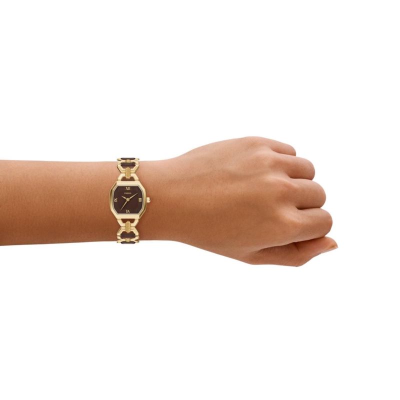 Reloj Fossil Harlow Cuero y Oro 22 mm Tres Agujas