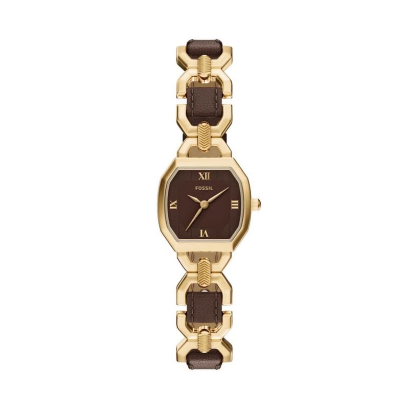 Reloj Fossil Harlow Cuero y Oro 22 mm Tres Agujas