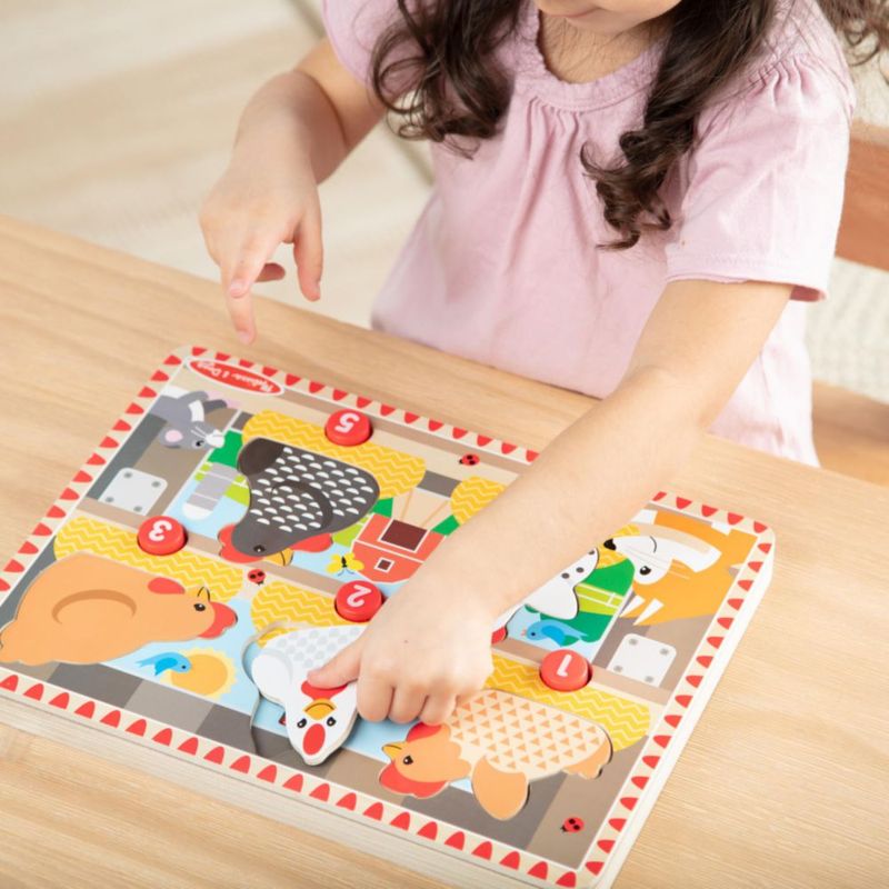 Rompecabezas de madera Melissa & Doug Happy Hens Push & Pop