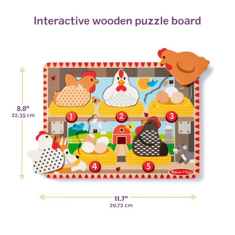 Rompecabezas de madera Melissa & Doug Happy Hens Push & Pop