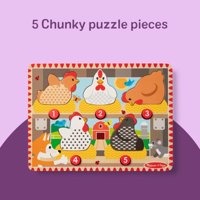 Rompecabezas de madera Melissa & Doug Happy Hens Push & Pop