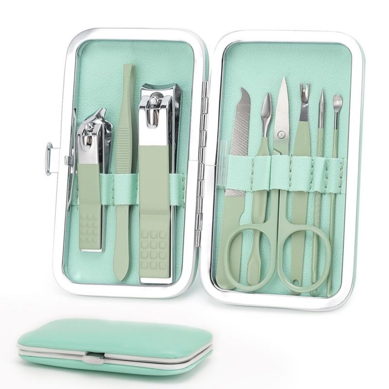 Kit de Cortauñas WOILLIO de 9 Piezas - Set de Manicura Verde