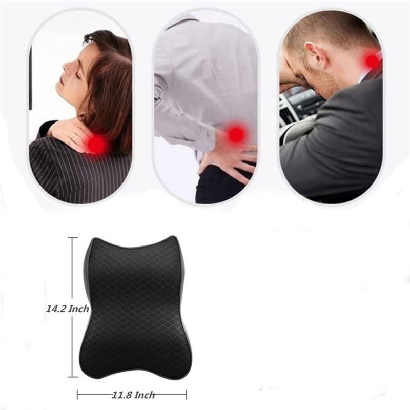Cojín de apoyo cervical para reposacabezas de coche WAQIA 36x30x10 cm Espuma viscoelástica Negro