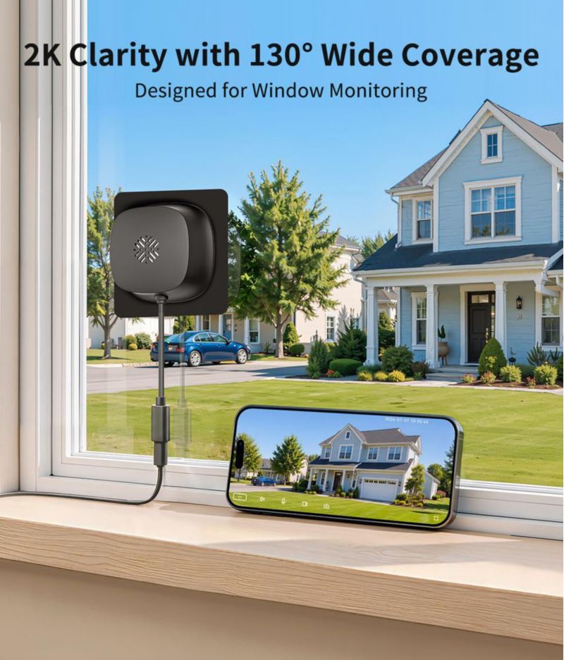 Cámara de ventana MISECU 2K sin taladrar – Pack de 2