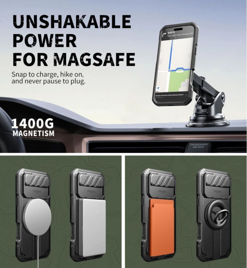 Funda Dexnor para iPhone 6.5" MagSafe con Soporte de Pie Negro