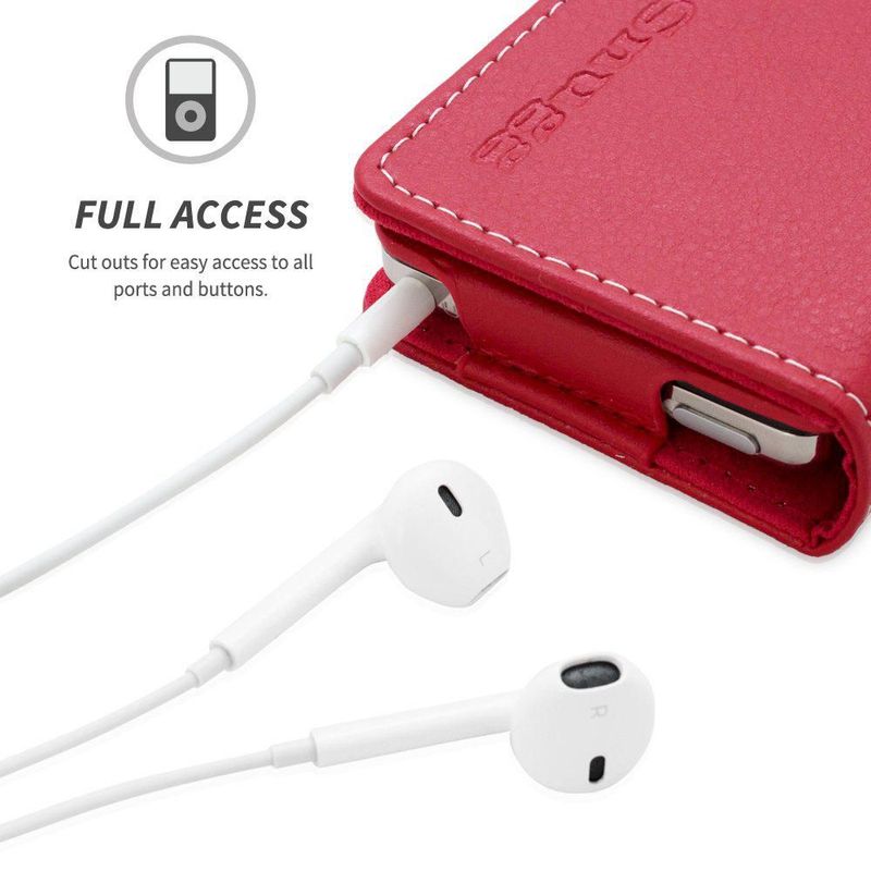 Funda Snugg de Cuero tipo Flip para iPod Roja con Ranuras para Tarjetas