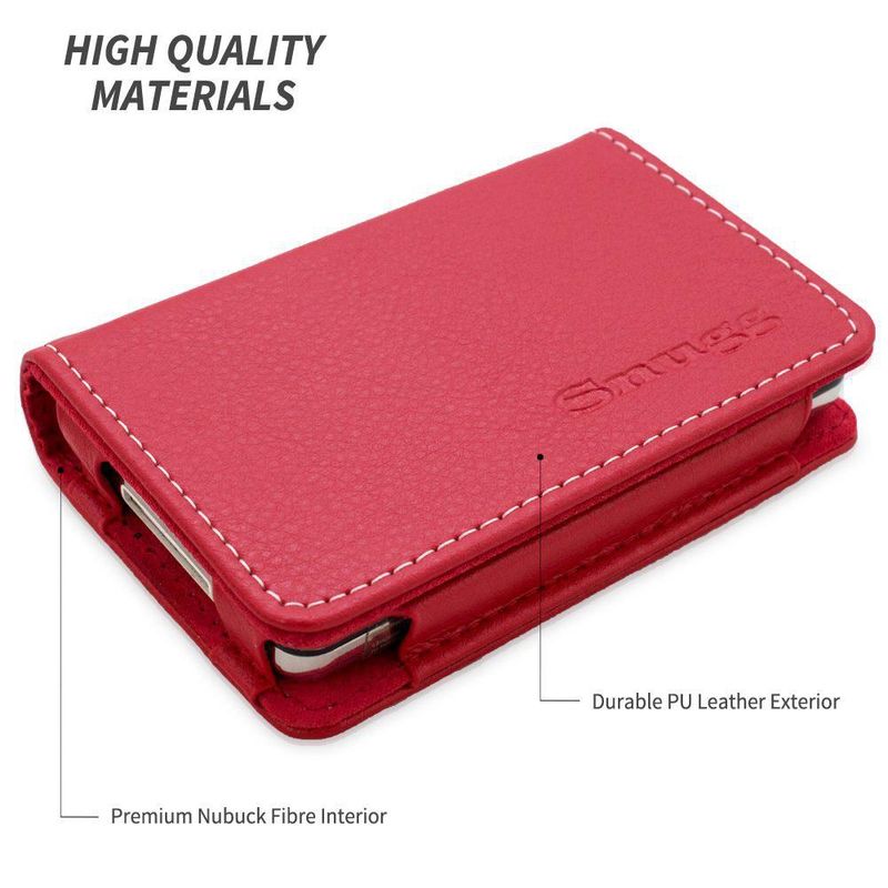 Funda Snugg de Cuero tipo Flip para iPod Roja con Ranuras para Tarjetas