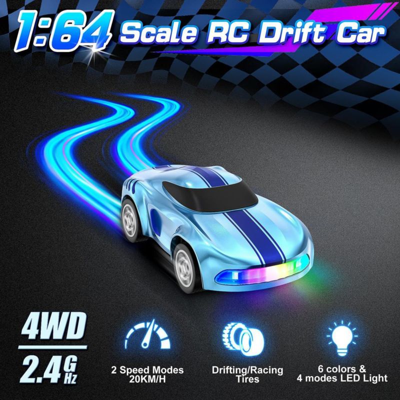 Coche RC Salazaza 1/64 4WD Luces LED 2 Velocidades Azul