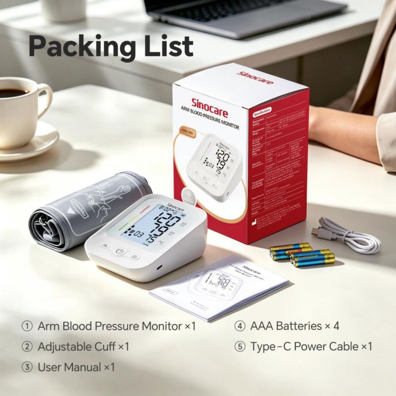 Monitor de presión arterial Sinocare con manguito ajustable