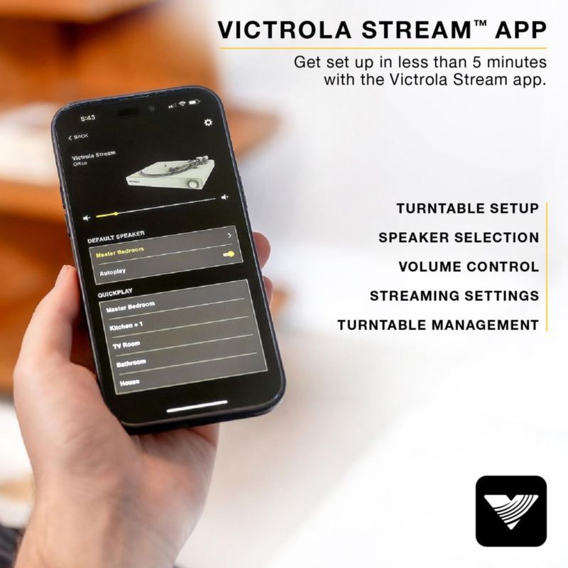 Tocadiscos Victrola Stream Onyx Wi-Fi Bluetooth de 2 velocidades
