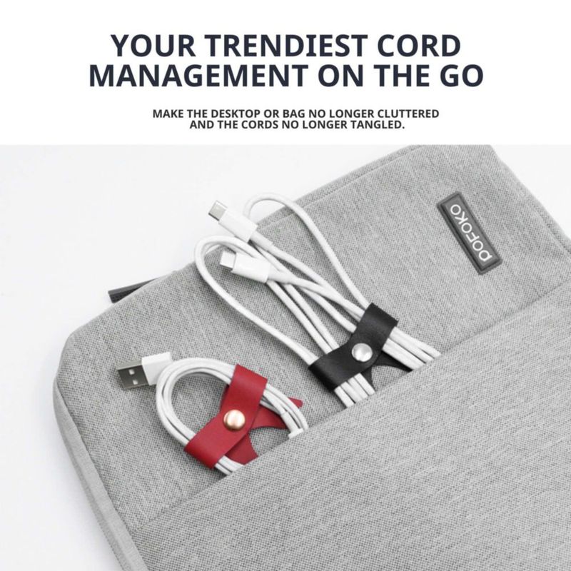 Organizador de Cables SenseAGE Pack de 5 en Cuero Azul