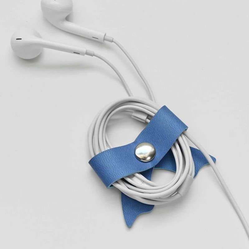 Organizador de Cables SenseAGE Pack de 5 en Cuero Azul