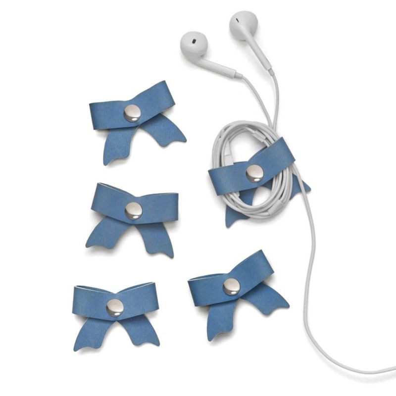Organizador de Cables SenseAGE Pack de 5 en Cuero Azul