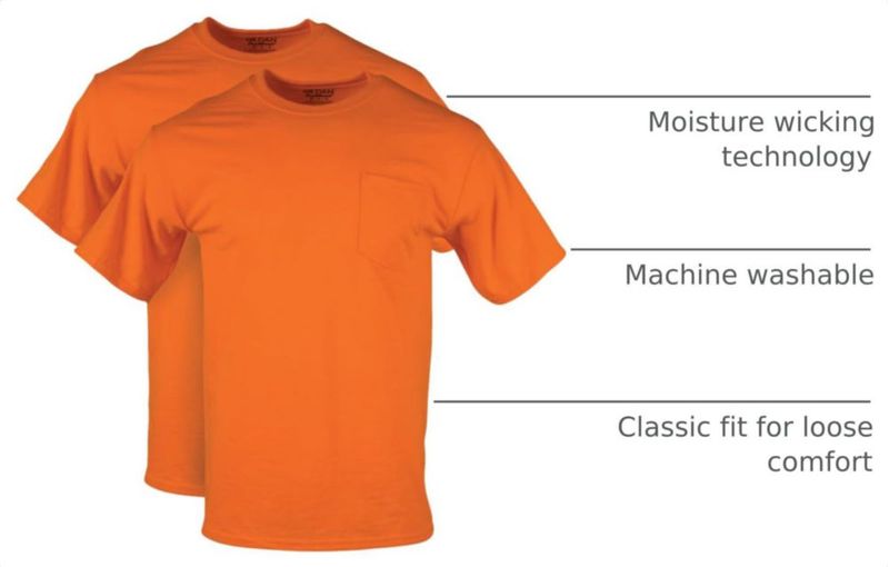 CAMISETA Gildan DryBlend Pack de 2 unidades Naranja de Seguridad Talla Mediana