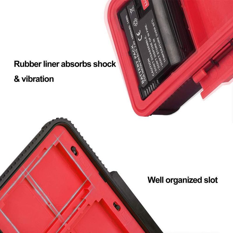 Estuche para Baterías LENSGO Resistente al Agua y a los Golpes - Rojo