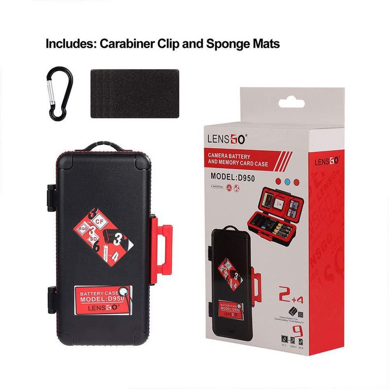 Estuche para Baterías LENSGO Resistente al Agua y a los Golpes - Rojo