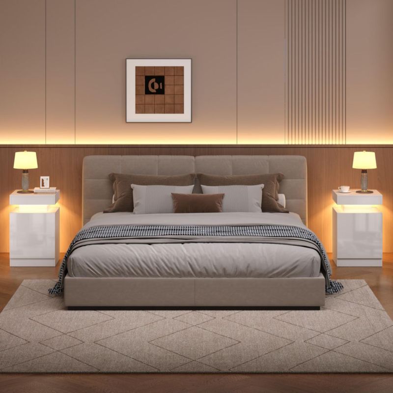 OneBlis Modelo 15" Mesitas de Noche LED Set de 2 Blanco