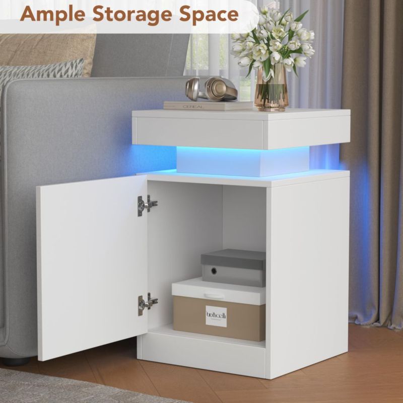 OneBlis Modelo 15" Mesitas de Noche LED Set de 2 Blanco