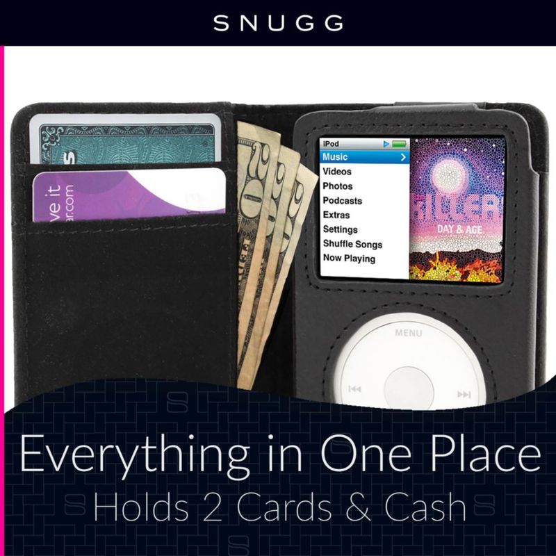 Estuche Snugg de Cuero con Cartera para iPod Classic 7ª Generación - Negro